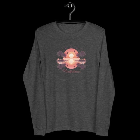 Embrace Tranquil Elegance: Sunset Silhouette Bliss Long Sleeve Tee - Mindfullnes - Picture 4 of 5